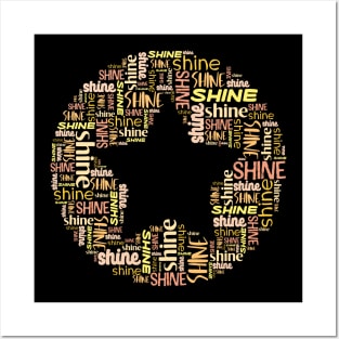 Word collage: SHINE + star (shades of yellow, gold, and orange) Posters and Art